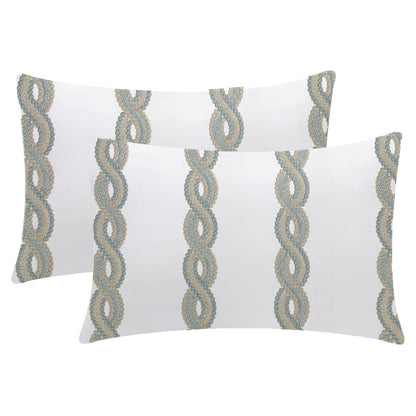 Eleni - 3 Piece Crewel Embroidered Duvet Set | Linen Cotton Mix | Embroidered Duvet Cover with Embroidered Pillowcases | Handmade | Soft