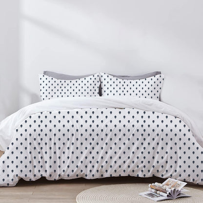Kyra - 3 Piece Crewel Embroidered Duvet Set | Linen Cotton Mix | Embroidered Duvet Cover with Embroidered Pillowcases | Handmade | Soft