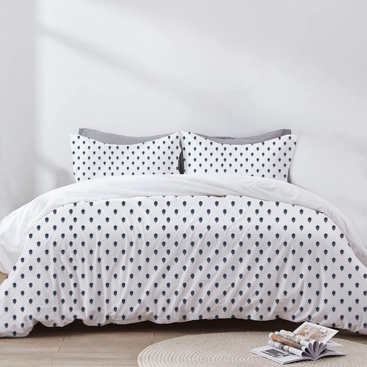 Kyra - 3 Piece Crewel Embroidered Duvet Set | Linen Cotton Mix | Embroidered Duvet Cover with Embroidered Pillowcases | Handmade | Soft