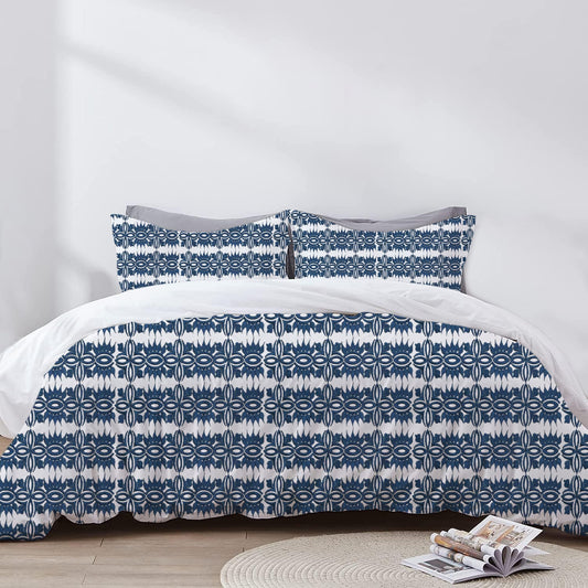 Elektra - 3 Piece Crewel Embroidered Duvet Set | Linen Cotton Mix | Embroidered Duvet Cover with Embroidered Pillowcases | Handmade | Soft