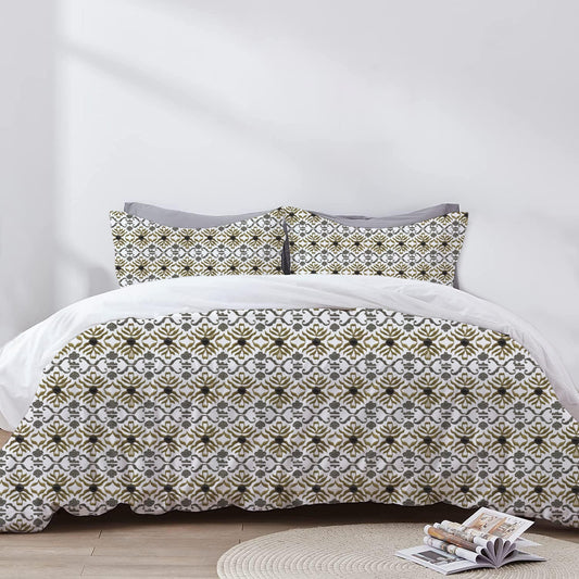 Ioanna - 3 Piece Crewel Embroidered Duvet Set | Linen Cotton Mix | Embroidered Duvet Cover with Embroidered Pillowcases | Handmade | Soft