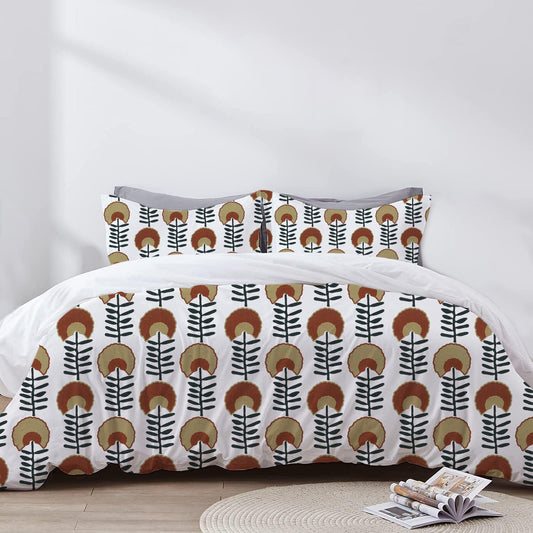 Thea - 3 Piece Crewel Embroidered Duvet Set | Linen Cotton Mix | Embroidered Duvet Cover with Embroidered Pillowcases | Handmade | Soft