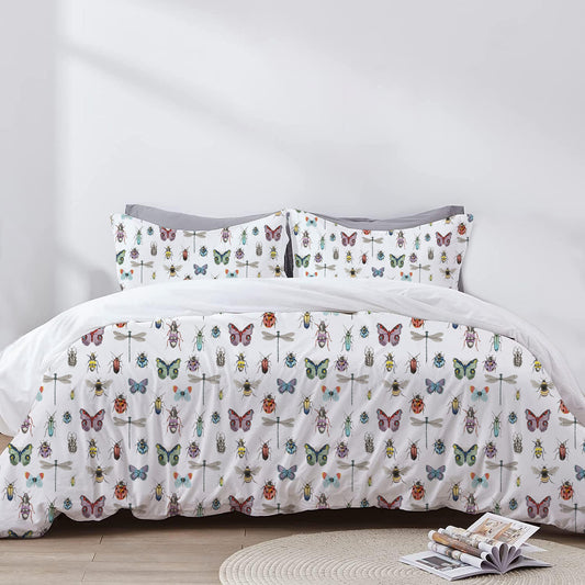 Ksenia - 3 Piece Crewel Embroidered Duvet Set | Linen Cotton Mix | Embroidered Duvet Cover with Embroidered Pillowcases | Handmade | Soft