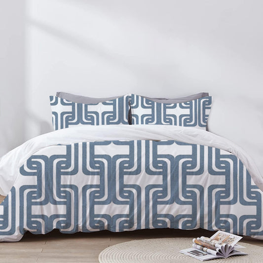 Olga - 3 Piece Crewel Embroidered Duvet Set | Linen Cotton Mix | Embroidered Duvet Cover with Embroidered Pillowcases | Handmade | Soft