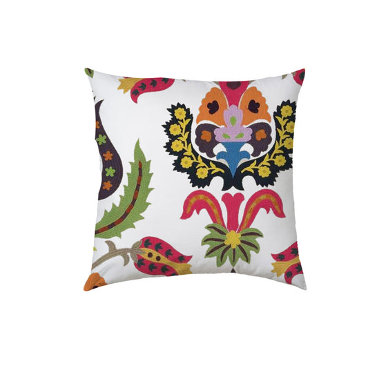 Eirene  - Set of 4 Pieces | Cotton Linen Fabric | Crewel Embroidered | Pillow/Cushion Cover Set | With or Without Insert