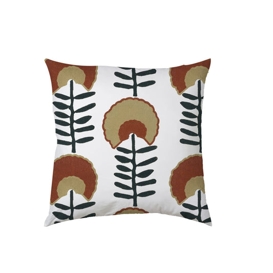 Thea  - Set of 4 Pieces | Cotton Linen Fabric | Crewel Embroidered | Pillow/Cushion Cover Set | With or Without Insert