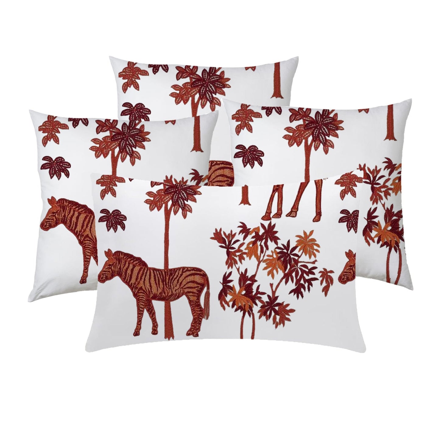 Natalia  - Set of 4 Pieces | Cotton Linen Fabric | Crewel Embroidered | Pillow/Cushion Cover Set | With or Without Insert