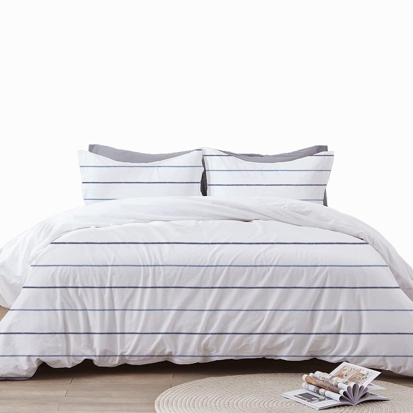 Seraphina - 3 Piece Crewel Embroidered Duvet Set | Linen Cotton Mix | Embroidered Duvet Cover with Embroidered Pillowcases | Handmade | Soft