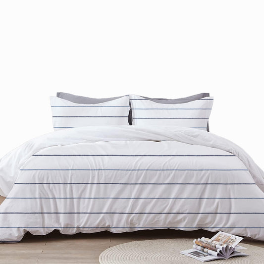 Seraphina - 3 Piece Crewel Embroidered Duvet Set | Linen Cotton Mix | Embroidered Duvet Cover with Embroidered Pillowcases | Handmade | Soft