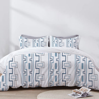 Elowen - 3 Piece Crewel Embroidered Duvet Set | Linen Cotton Mix | Embroidered Duvet Cover with Embroidered Pillowcases | Handmade | Soft