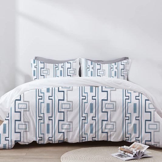 Elowen - 3 Piece Crewel Embroidered Duvet Set | Linen Cotton Mix | Embroidered Duvet Cover with Embroidered Pillowcases | Handmade | Soft