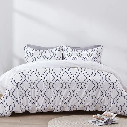 Celestia - 3 Piece Crewel Embroidered Duvet Set | Linen Cotton Mix | Embroidered Duvet Cover with Embroidered Pillowcases | Handmade | Soft