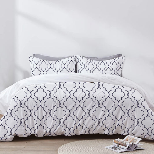 Celestia - 3 Piece Crewel Embroidered Duvet Set | Linen Cotton Mix | Embroidered Duvet Cover with Embroidered Pillowcases | Handmade | Soft