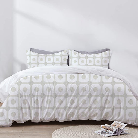 Daria - 3 Piece Crewel Embroidered Duvet Set | Linen Cotton Mix | Embroidered Duvet Cover with Embroidered Pillowcases | Handmade | Soft