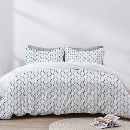 Evania - 3 Piece Crewel Embroidered Duvet Set | Linen Cotton Mix | Embroidered Duvet Cover with Embroidered Pillowcases | Handmade | Soft