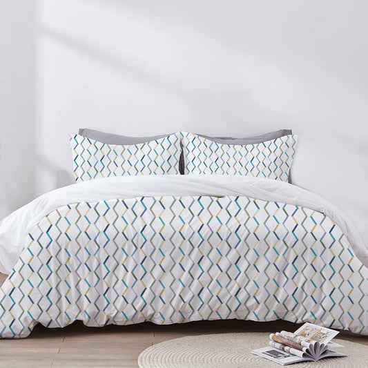 Evania - 3 Piece Crewel Embroidered Duvet Set | Linen Cotton Mix | Embroidered Duvet Cover with Embroidered Pillowcases | Handmade | Soft