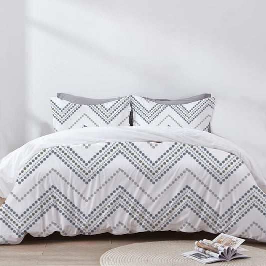 Azura - 3 Piece Crewel Embroidered Duvet Set | Linen Cotton Mix | Embroidered Duvet Cover with Embroidered Pillowcases | Handmade | Soft