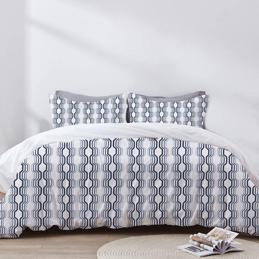 Isla - 3 Piece Crewel Embroidered Duvet Set | Linen Cotton Mix | Embroidered Duvet Cover with Embroidered Pillowcases | Handmade | Soft
