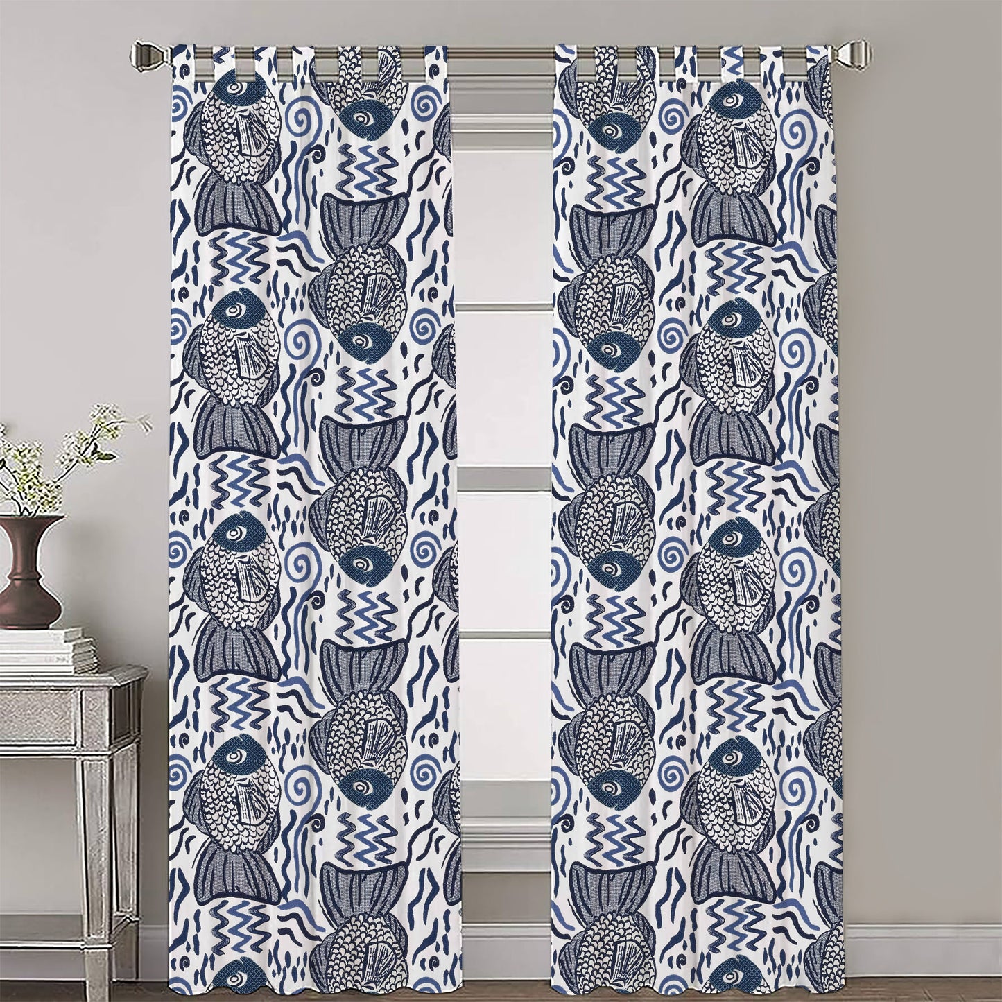 Tatiana  - Set of 2 Panels Crewel Embroidered Curtains | Linen Cotton Mix | Fully Embroidered | Lined