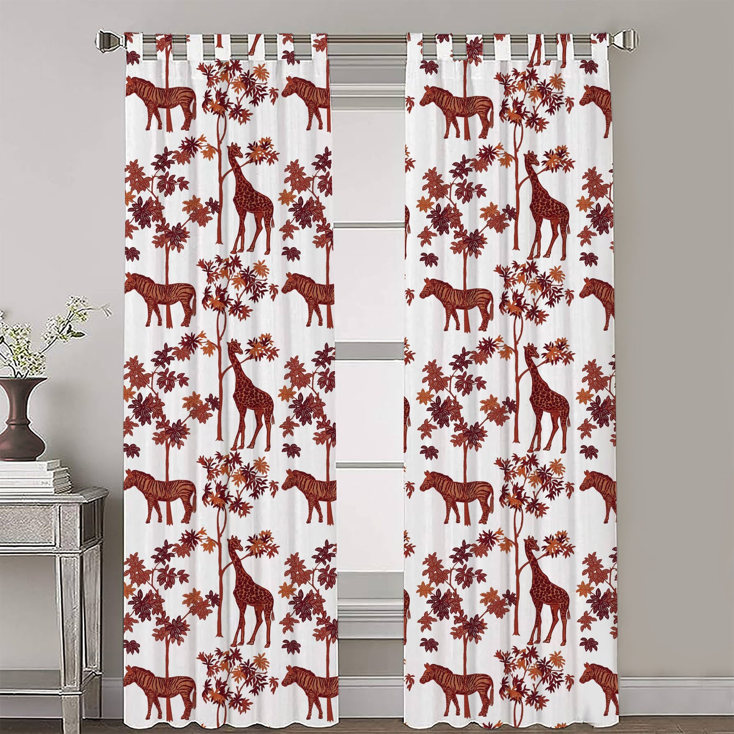 Natalia - Set of 2 Panels Crewel Embroidered Curtains | Linen Cotton Mix | Fully Embroidered | Lined