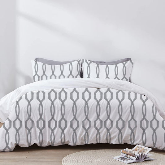 Athena - 3 Piece Crewel Embroidered Duvet Set | Linen Cotton Mix | Embroidered Duvet Cover with Embroidered Pillowcases | Handmade | Soft
