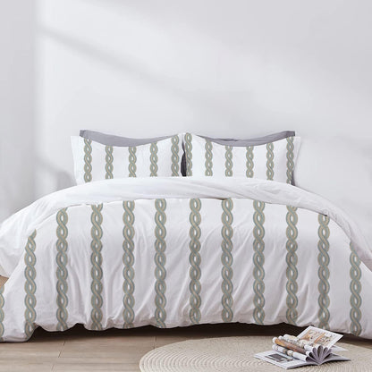 Eleni - 3 Piece Crewel Embroidered Duvet Set | Linen Cotton Mix | Embroidered Duvet Cover with Embroidered Pillowcases | Handmade | Soft