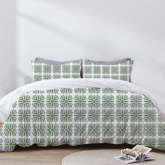 Anastasia - 3 Piece Crewel Embroidered Duvet Set | Linen Cotton Mix | Embroidered Duvet Cover with Embroidered Pillowcases | Handmade | Soft