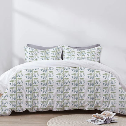 Iliana - 3 Piece Crewel Embroidered Duvet Set | Linen Cotton Mix | Embroidered Duvet Cover with Embroidered Pillowcases | Handmade | Soft