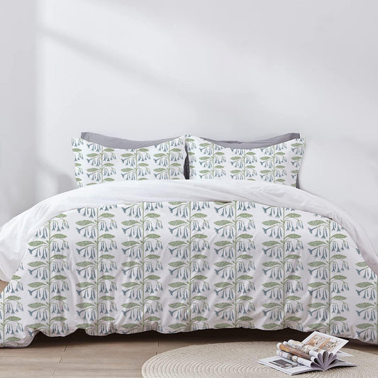 Iliana - 3 Piece Crewel Embroidered Duvet Set | Linen Cotton Mix | Embroidered Duvet Cover with Embroidered Pillowcases | Handmade | Soft