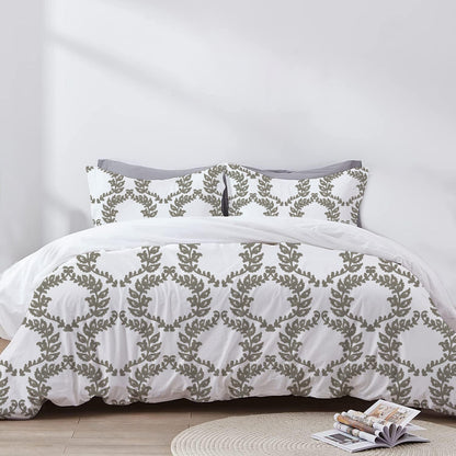 Pandora - 3 Piece Crewel Embroidered Duvet Set | Linen Cotton Mix | Embroidered Duvet Cover with Embroidered Pillowcases | Handmade | Soft