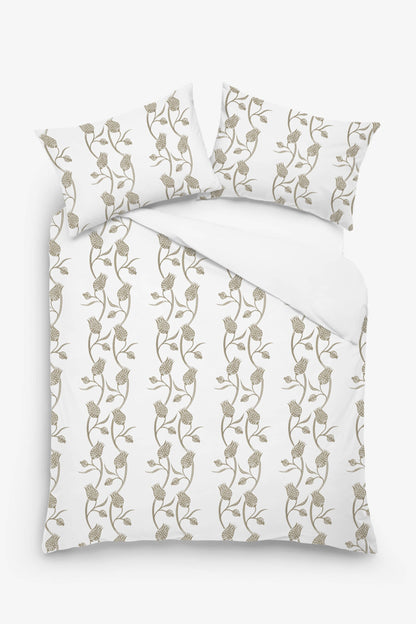 Sofia - 3 Piece Crewel Embroidered Duvet Set | Linen Cotton Mix | Embroidered Duvet Cover with Embroidered Pillowcases | Handmade | Soft