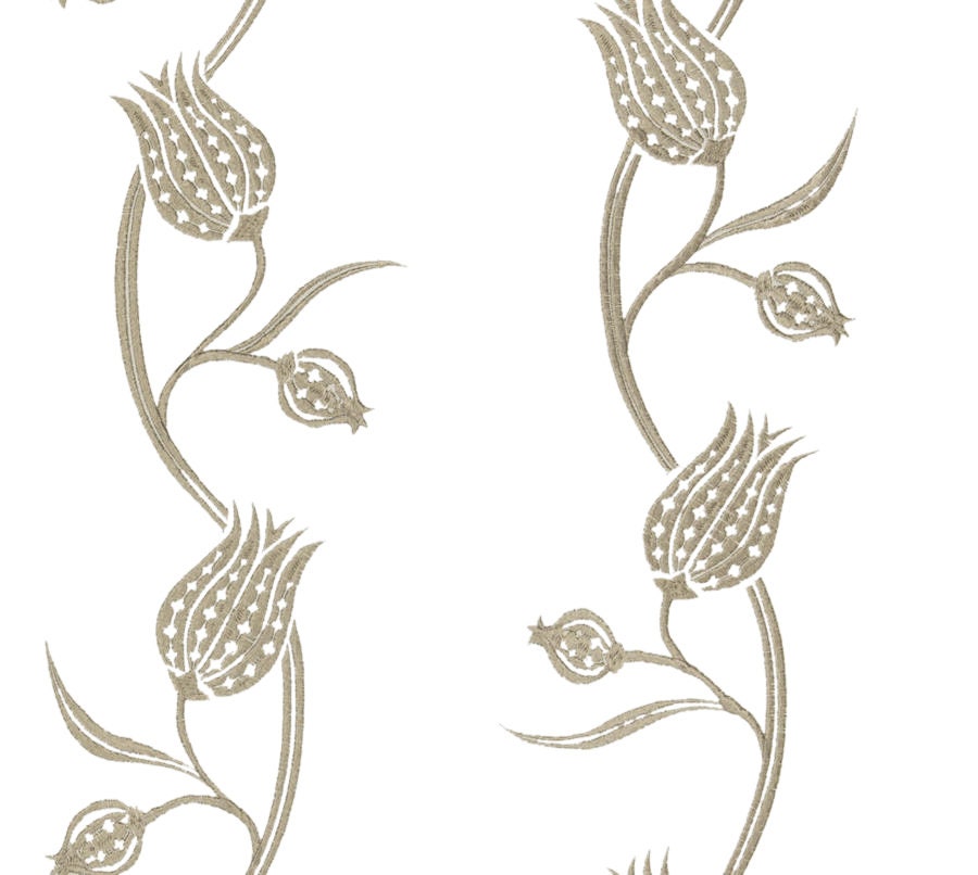 Sofia - Set of 2 Panels Crewel Embroidered Curtains | Linen Cotton Mix | Fully Embroidered | Lined