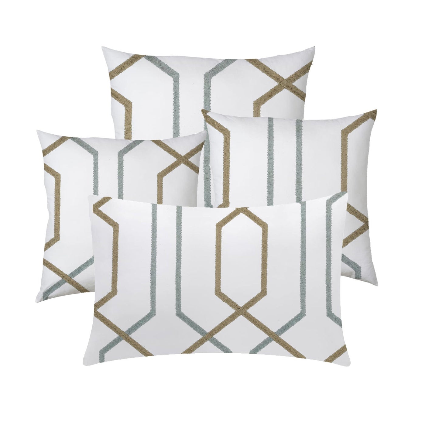 Zoe  - Set of 4 Pieces | Cotton Linen Fabric | Crewel Embroidered | Pillow/Cushion Cover Set | With or Without Insert