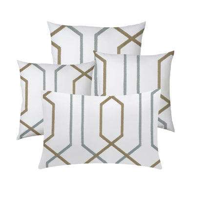 Zoe  - Set of 4 Pieces | Cotton Linen Fabric | Crewel Embroidered | Pillow/Cushion Cover Set | With or Without Insert