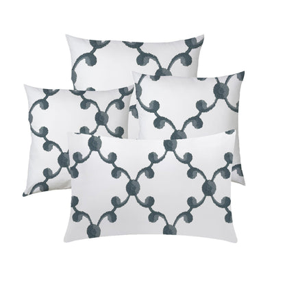 Alethea  - Set of 4 Pieces | Cotton Linen Fabric | Crewel Embroidered | Pillow/Cushion Cover Set | With or Without Insert