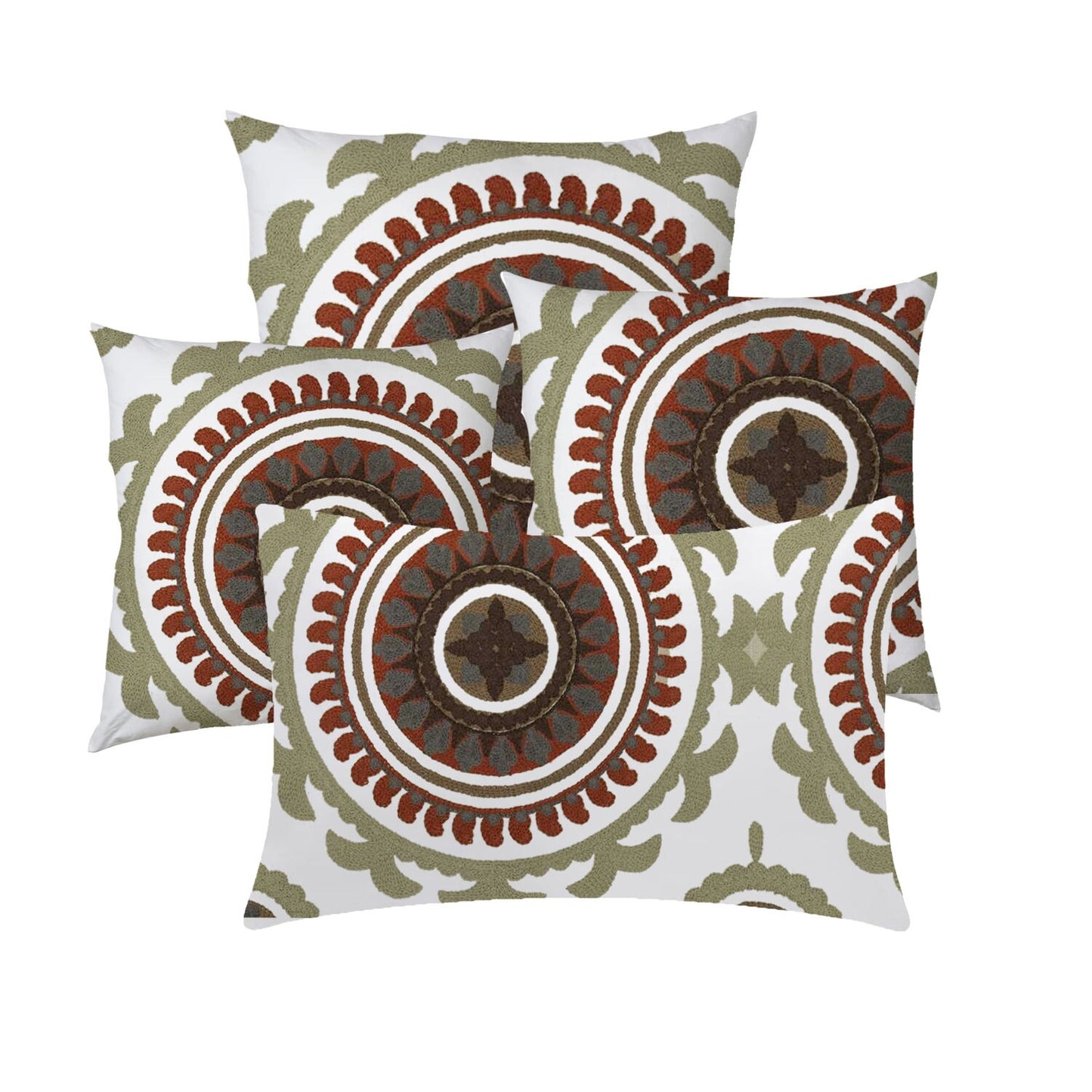 Anthea  - Set of 4 Pieces | Cotton Linen Fabric | Crewel Embroidered | Pillow/Cushion Cover Set | With or Without Insert