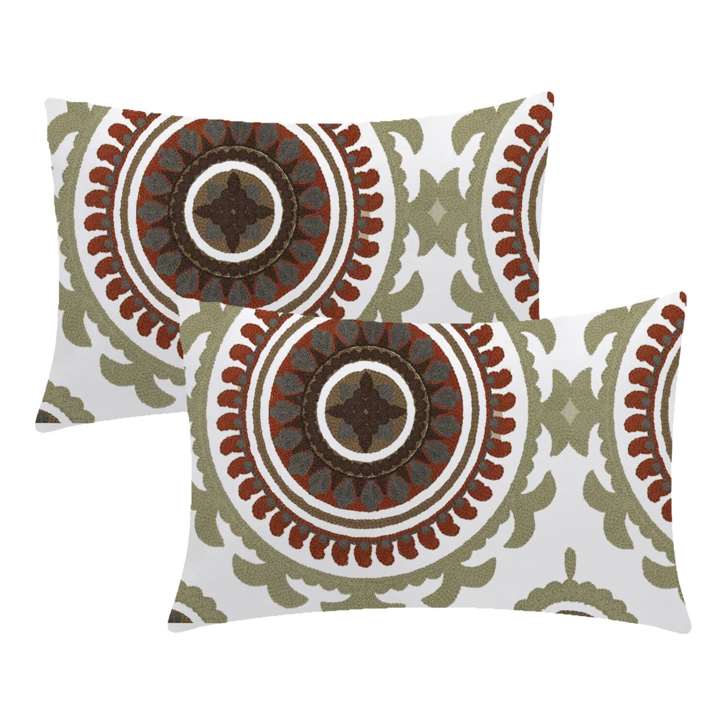 Anthea  - Set of 4 Pieces | Cotton Linen Fabric | Crewel Embroidered | Pillow/Cushion Cover Set | With or Without Insert