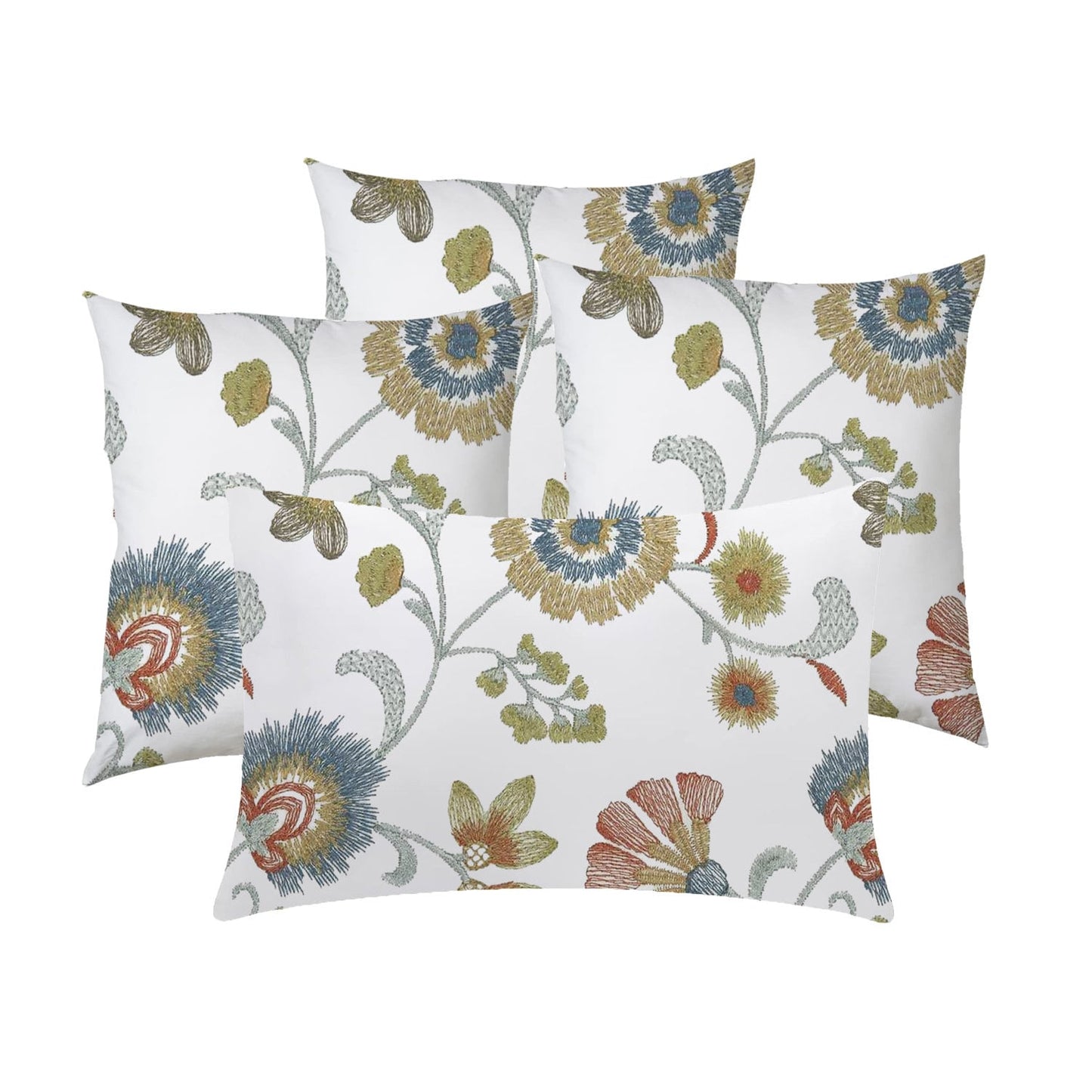 Calista  - Set of 4 Pieces | Cotton Linen Fabric | Crewel Embroidered | Pillow/Cushion Cover Set | With or Without Insert