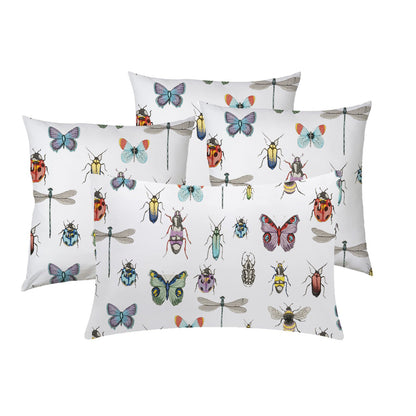 Ksenia  - Set of 4 Pieces | Cotton Linen Fabric | Crewel Embroidered | Pillow/Cushion Cover Set | With or Without Insert