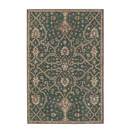 Radin - Handcrafted Rug/Carpet | Pure Wool | Hand Tufted | High Pile | High Density | Yarn Dyed | Green, Brown, Beige |