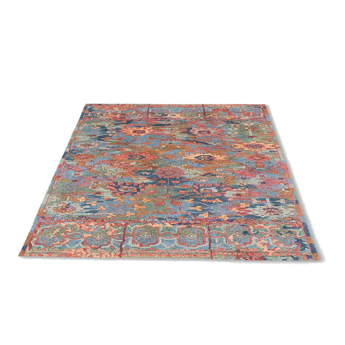 Cyra - Handcrafted Rug/Carpet | Pure Wool | Hand Tufted | High Pile | High Density | Yarn Dyed | Blue, Pink, Orange, Red, Green
