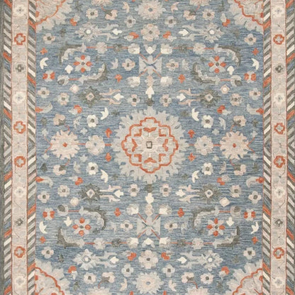 Bahar - Handcrafted Rug/Carpet | Pure Wool | Hand Tufted | High Pile | High Density | Yarn Dyed | Blue, Grey, Orange, Red
