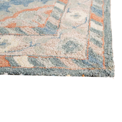 Bahar - Handcrafted Rug/Carpet | Pure Wool | Hand Tufted | High Pile | High Density | Yarn Dyed | Blue, Grey, Orange, Red