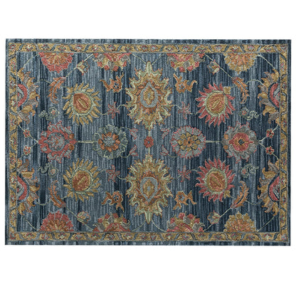 Aziz - Handcrafted Rug/Carpet | Pure Wool | Hand Tufted | High Pile | High Density | Yarn Dyed | Blue, Pink, Yellow