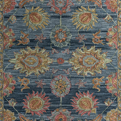 Aziz - Handcrafted Rug/Carpet | Pure Wool | Hand Tufted | High Pile | High Density | Yarn Dyed | Blue, Pink, Yellow