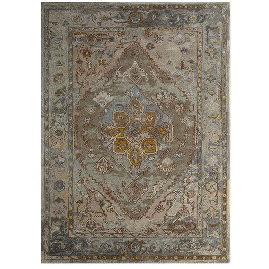 Razdan - Handcrafted Rug/Carpet | Pure Wool | Hand Tufted | High Pile | High Density | Yarn Dyed | Yellow, Blue, Grey, Brown, Beige