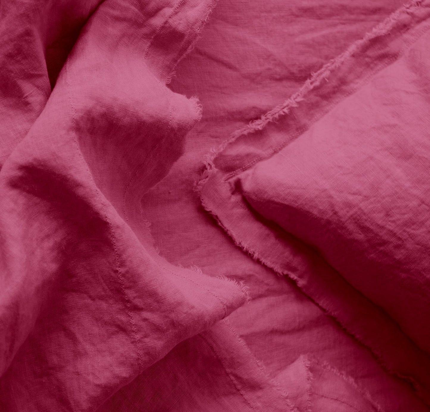 Raw Edged Berry - 100% Pure Linen | Linen Cotton Mix | 3 Piece Duvet Cover Set | 4 Piece Sheet Set | Handmade | Pre-washed | Soft