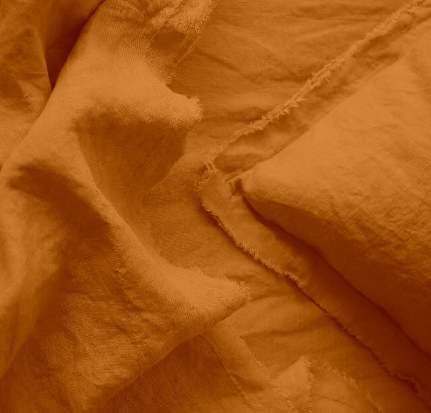 Raw Edged Mustard - 100% Pure Linen | Linen Cotton Mix | 3 Piece Duvet Cover Set | 4 Piece Sheet Set | Handmade | Pre-washed | Soft