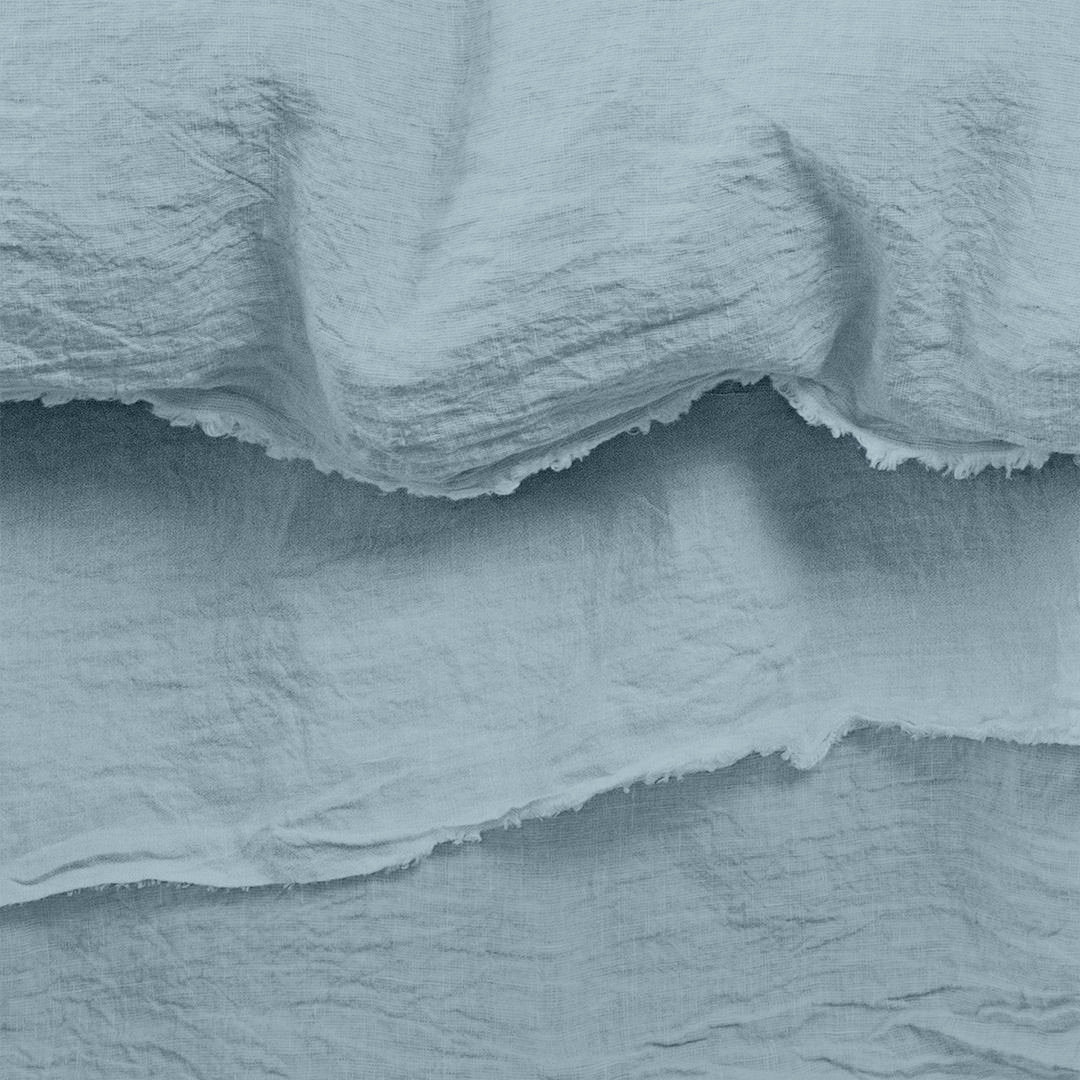 Raw Edged Sky Blue - 100% Pure Linen | Linen Cotton Mix | 3 Piece Duvet Cover Set | 4 Piece Sheet Set | Handmade | Pre-washed | Soft