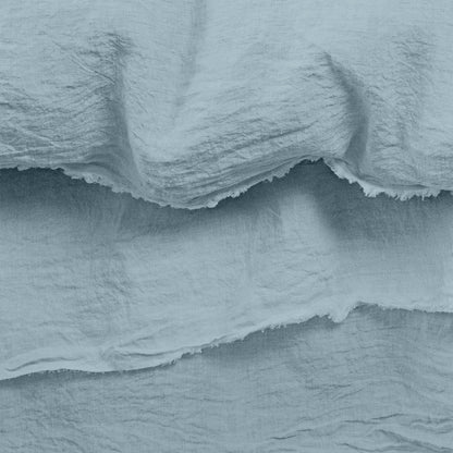 Raw Edged Sky Blue - 100% Pure Linen | Linen Cotton Mix | 3 Piece Duvet Cover Set | 4 Piece Sheet Set | Handmade | Pre-washed | Soft